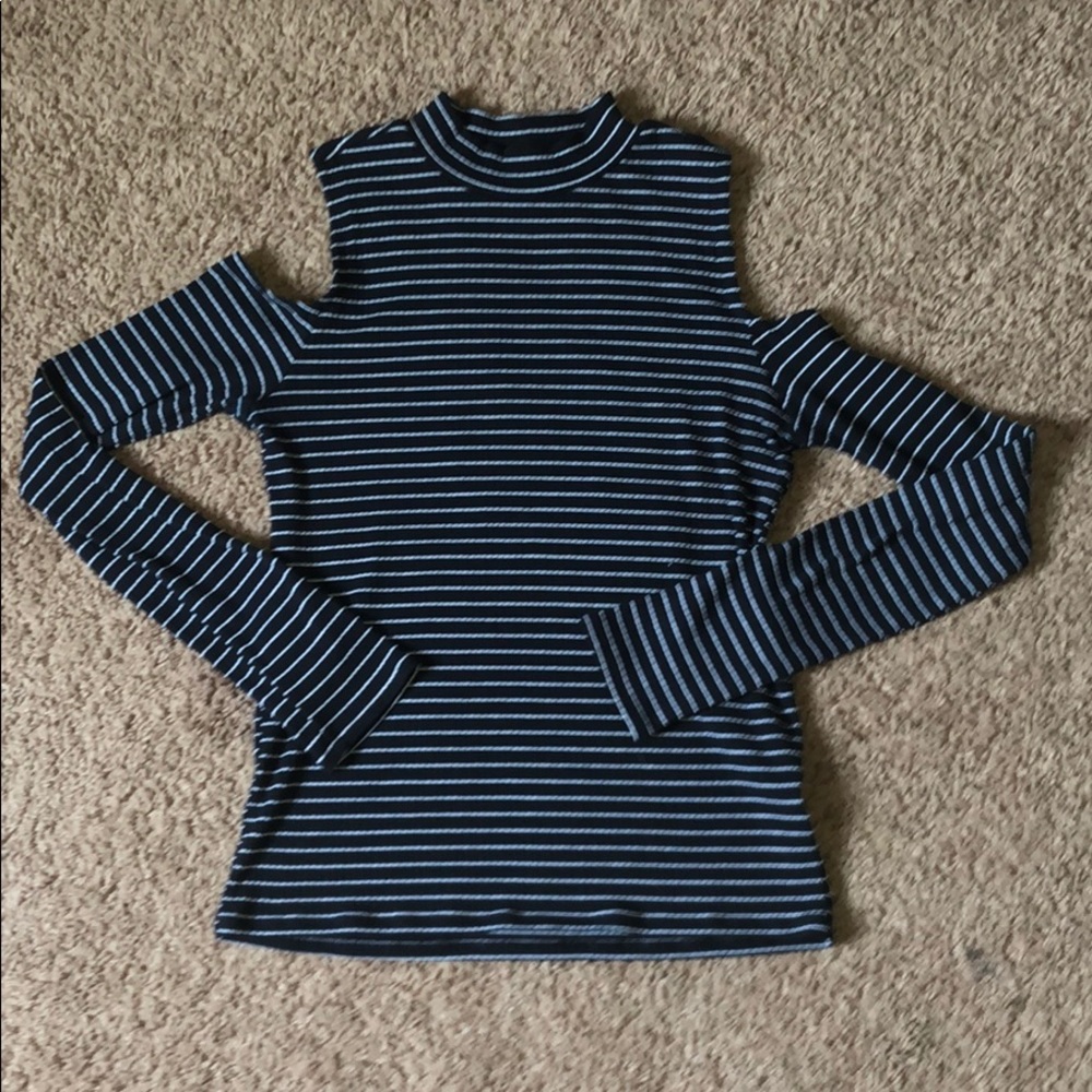 Black and White Striped Long Sleeve Shirt